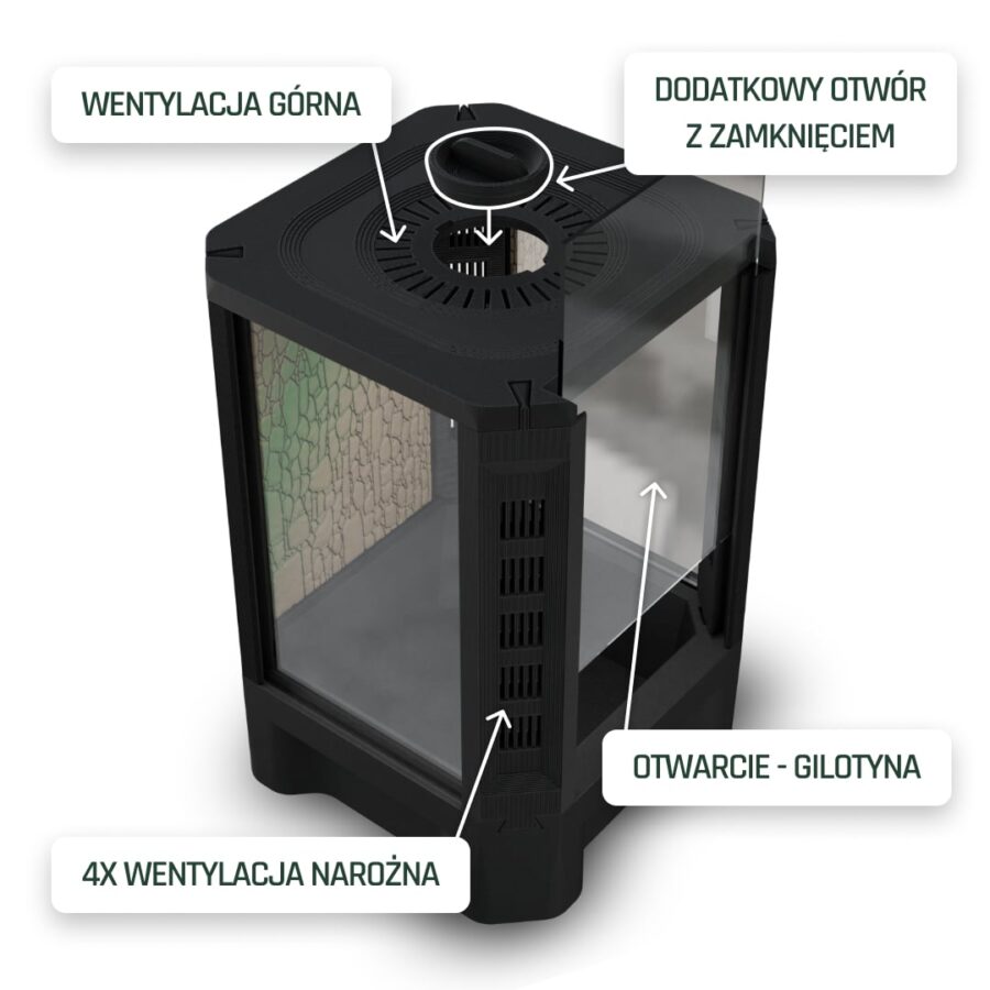 Terrarium 10x10x15cm - czarne - obrazek 4